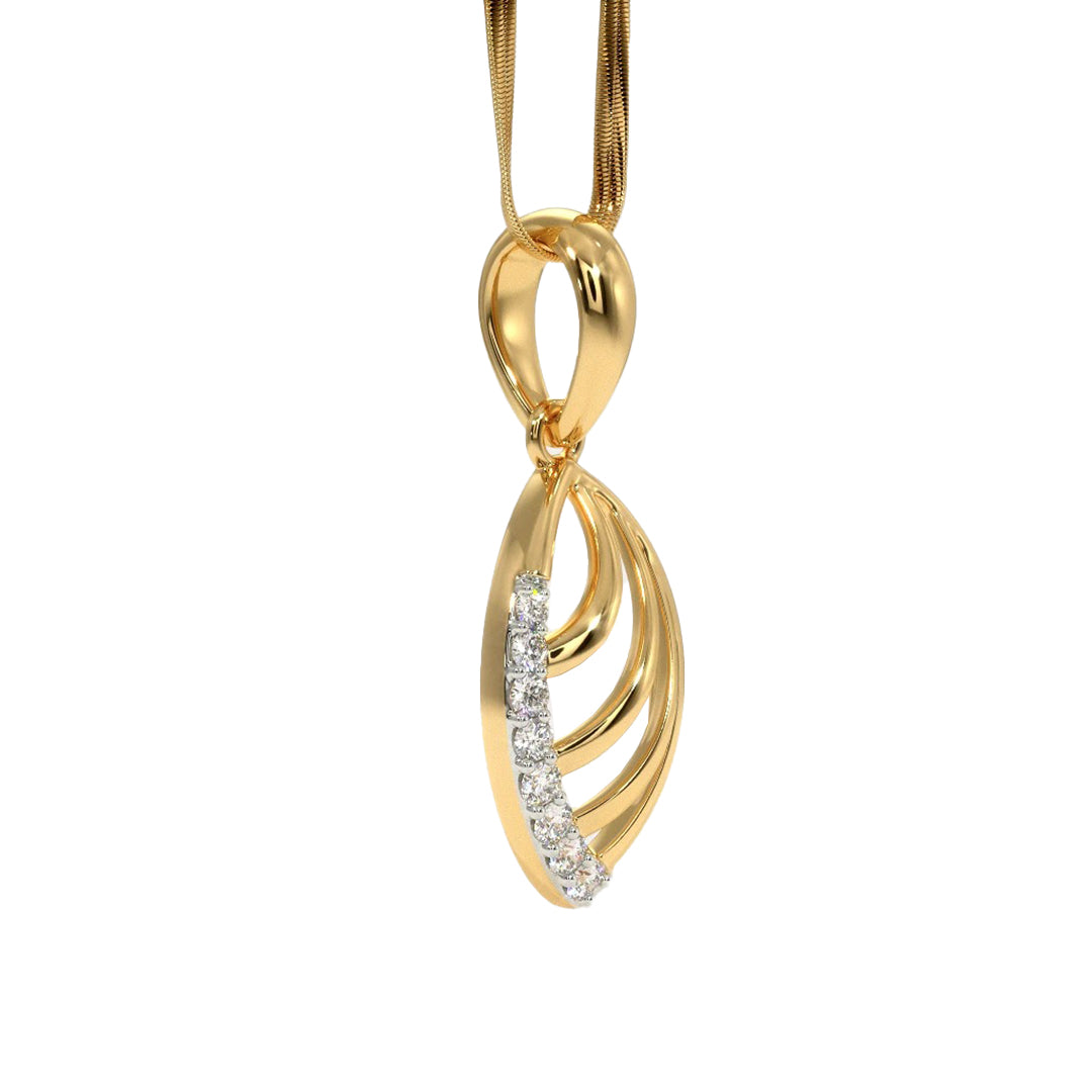 Diamond Accent Open Leaf Pendant in Gold