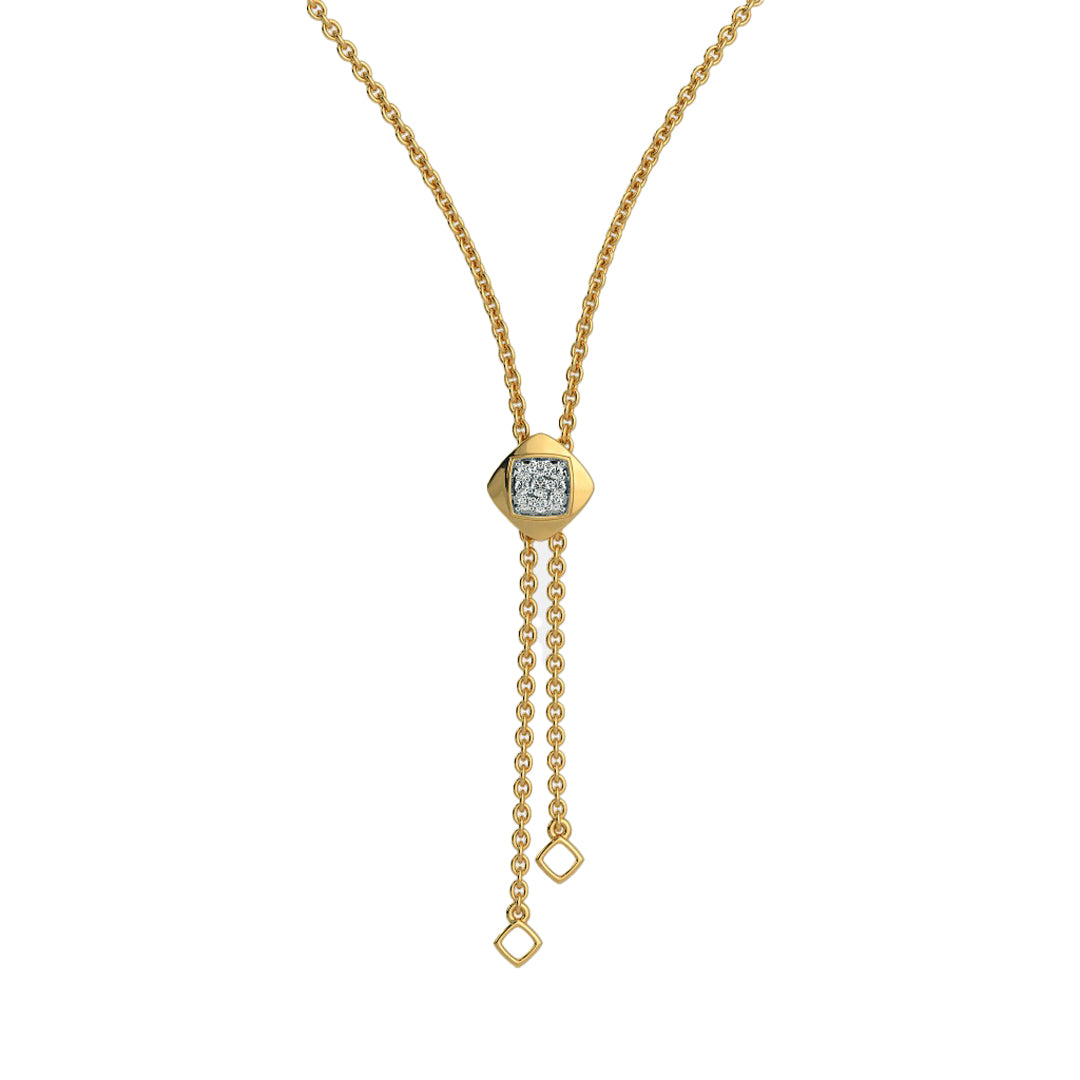 Diamond Solitaire Lariat Necklace in Gold