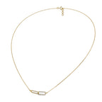 Minimal gold diamond link pendant necklace