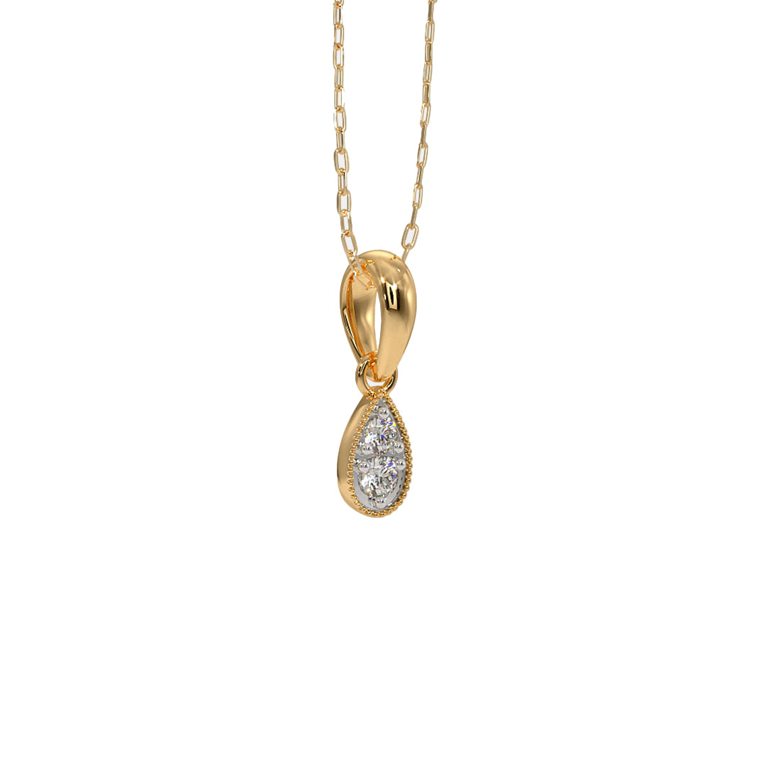 Teardrop Diamond Cluster Pendant Necklace in Gold