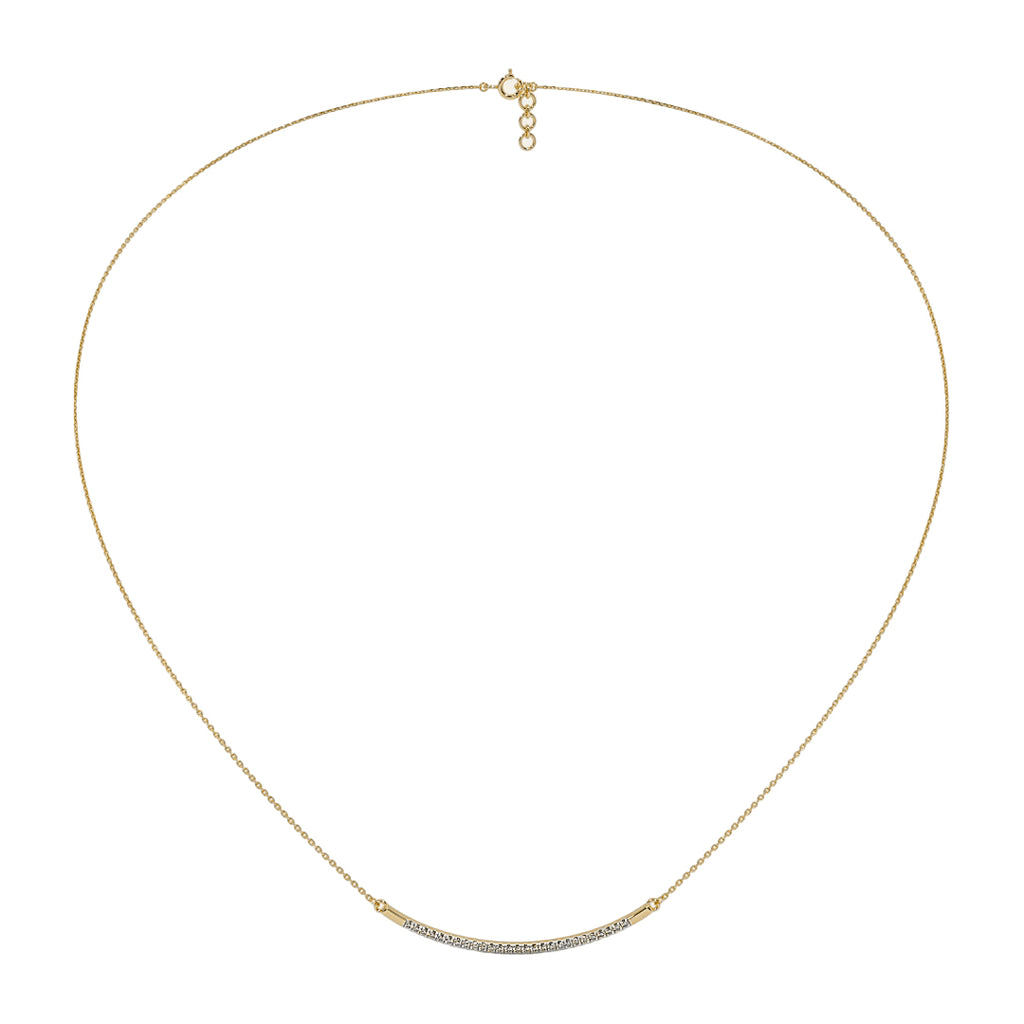 Gold necklace with diamonds on a white background
