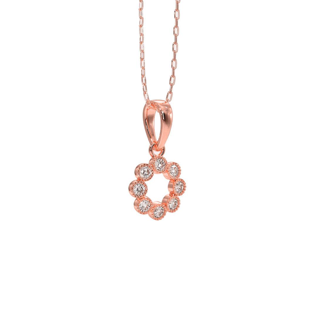 The Dainty Halo Diamond Circle Pendant in Gold