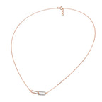 Minimal rose gold diamond link pendant necklace