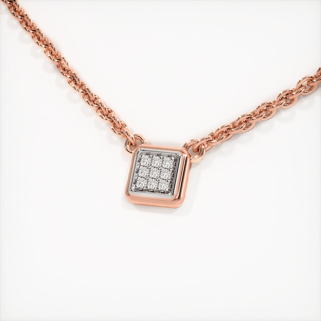 Square Diamond Cluster Pendant Necklace in Gold