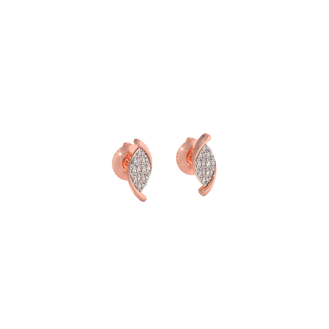 Flowing Wave Diamond Accent Stud Earrings in Gold