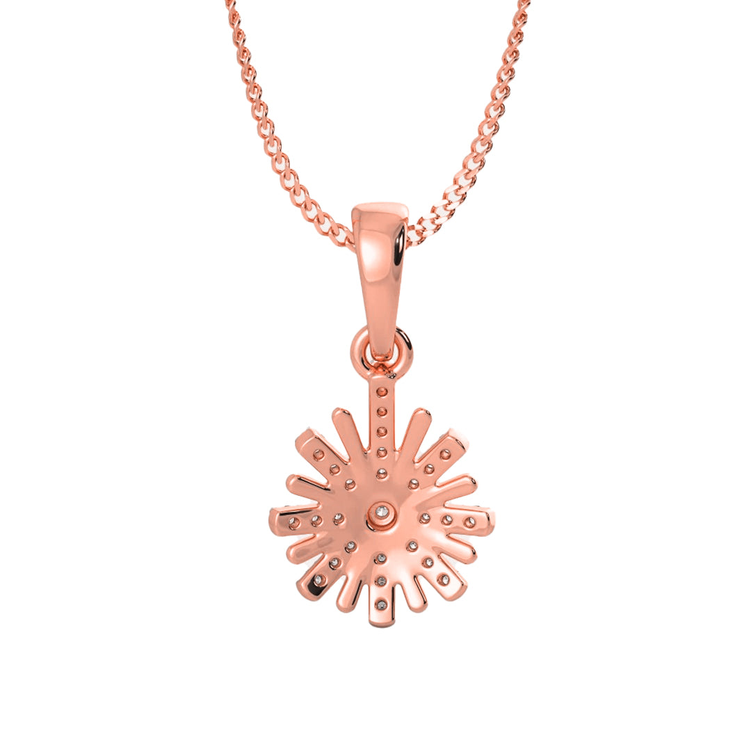 Diamond Cluster Starburst Flower Pendant in Gold