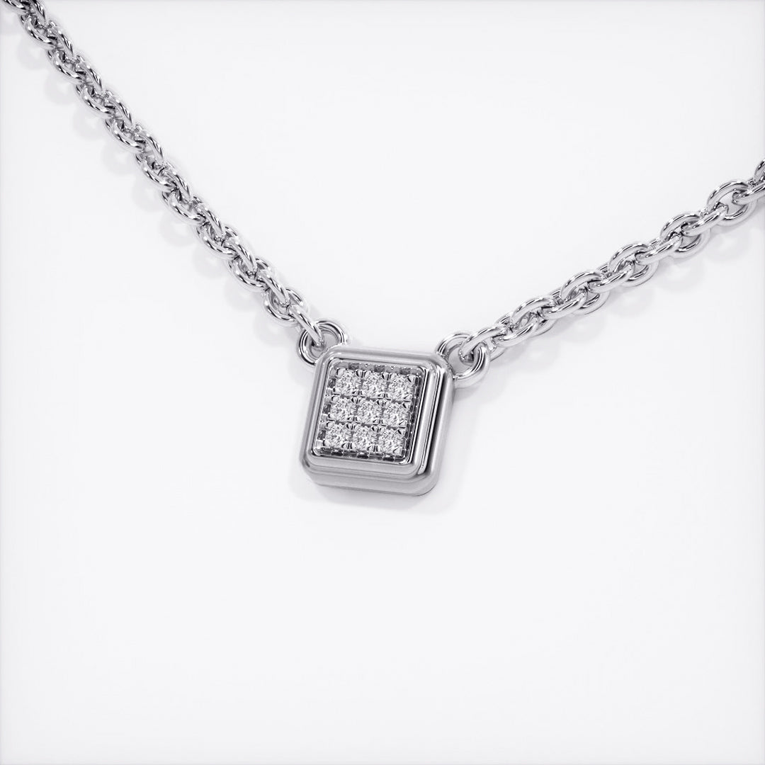 Square Diamond Cluster Pendant Necklace in Gold