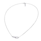 Minimal white gold diamond link pendant necklace