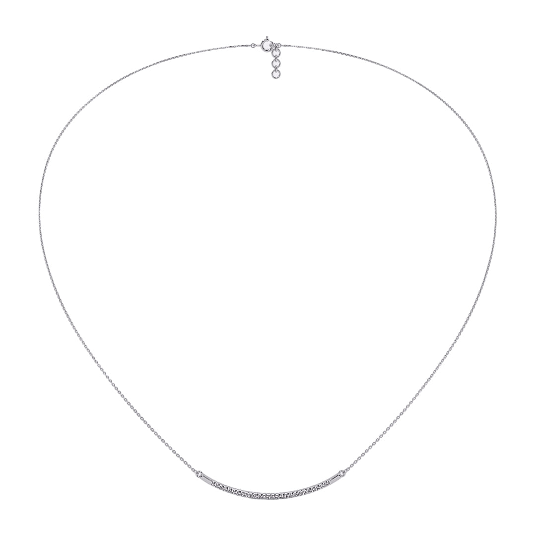 Pave Diamond Curved Bar Pendant Necklace in Gold