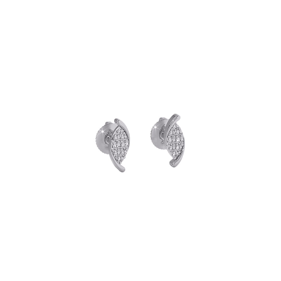 Flowing Wave Diamond Accent Stud Earrings in Gold