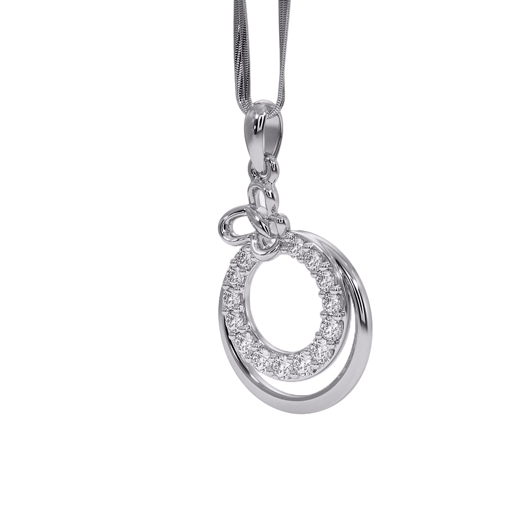 Interlocking Circle Pave Diamond Pendant in Gold
