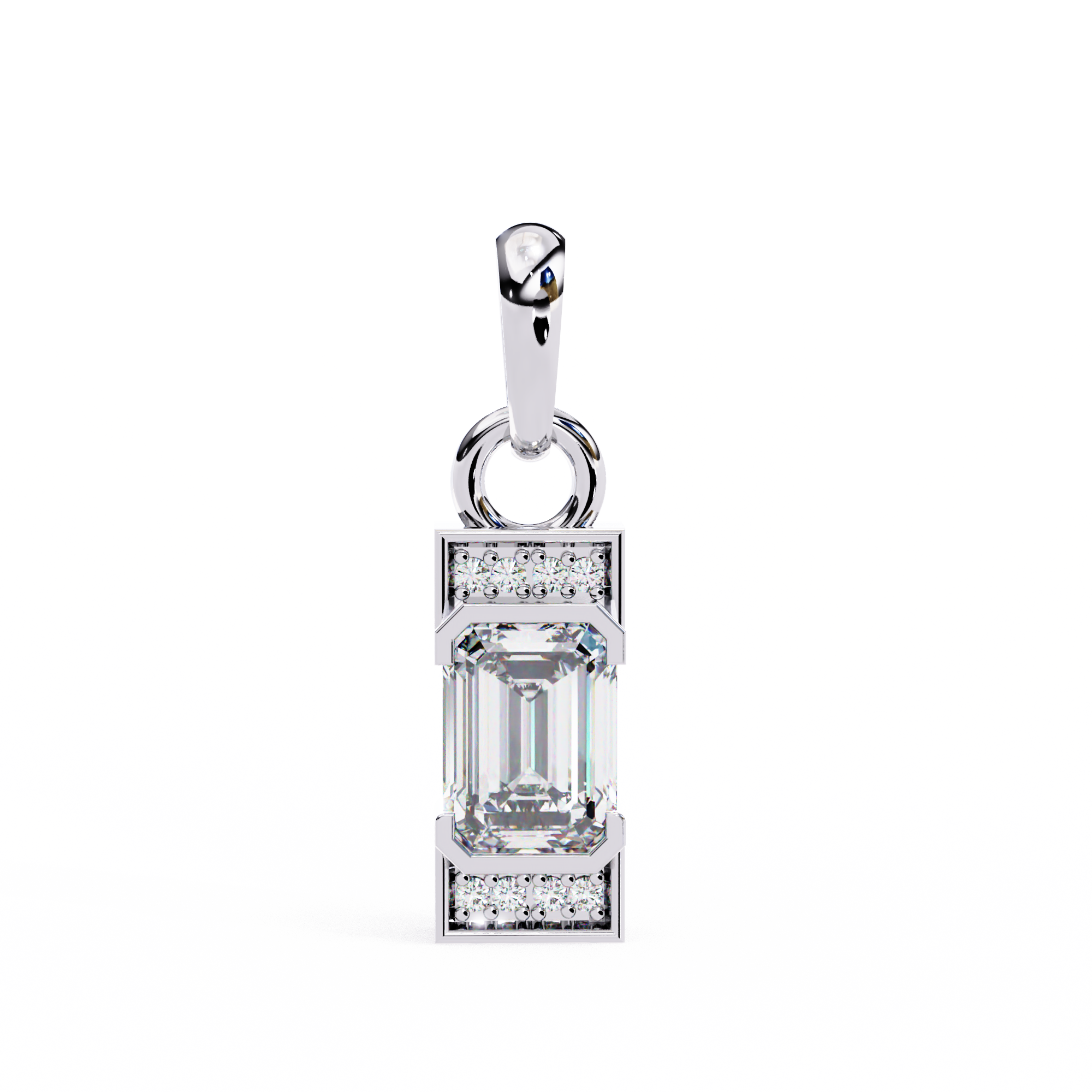 White Gold baguette diamond pendant for women