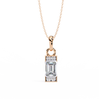 Rectangular baguette cut diamond pendant in rose gold