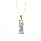 Rectangular baguette cut diamond pendant in gold