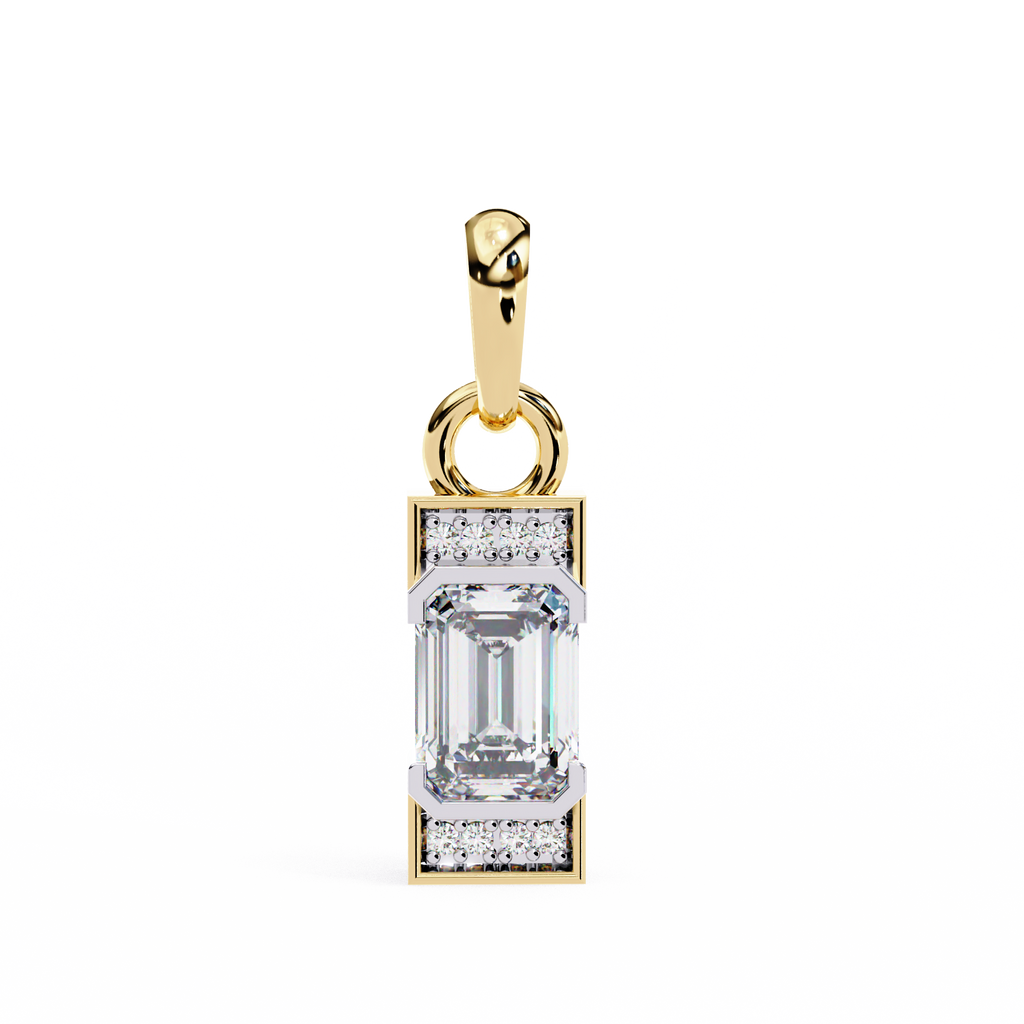 Gold baguette diamond pendant for women