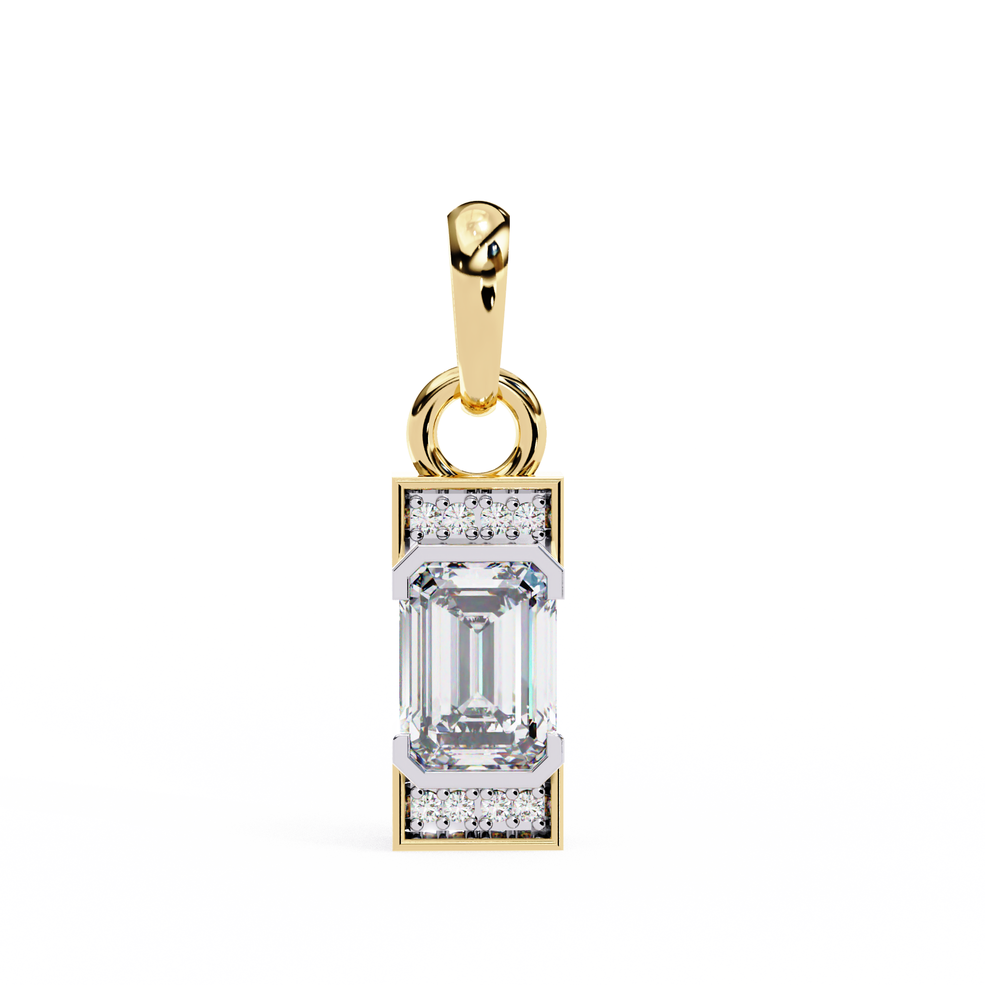 Gold baguette diamond pendant for women