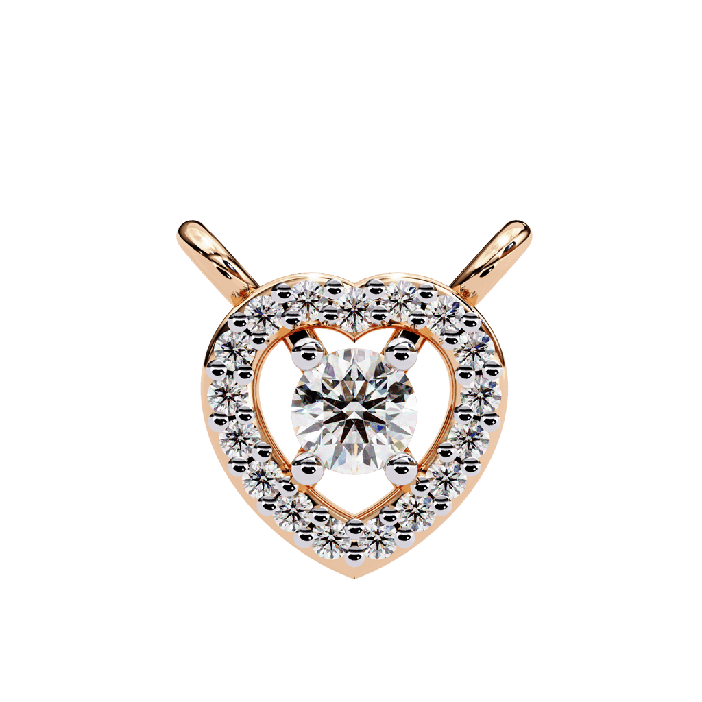 Round solitaire heart diamond pendant in rose gold