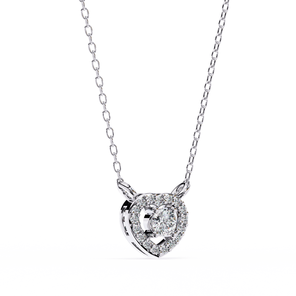 White Gold heart design diamond pendant for daily wear