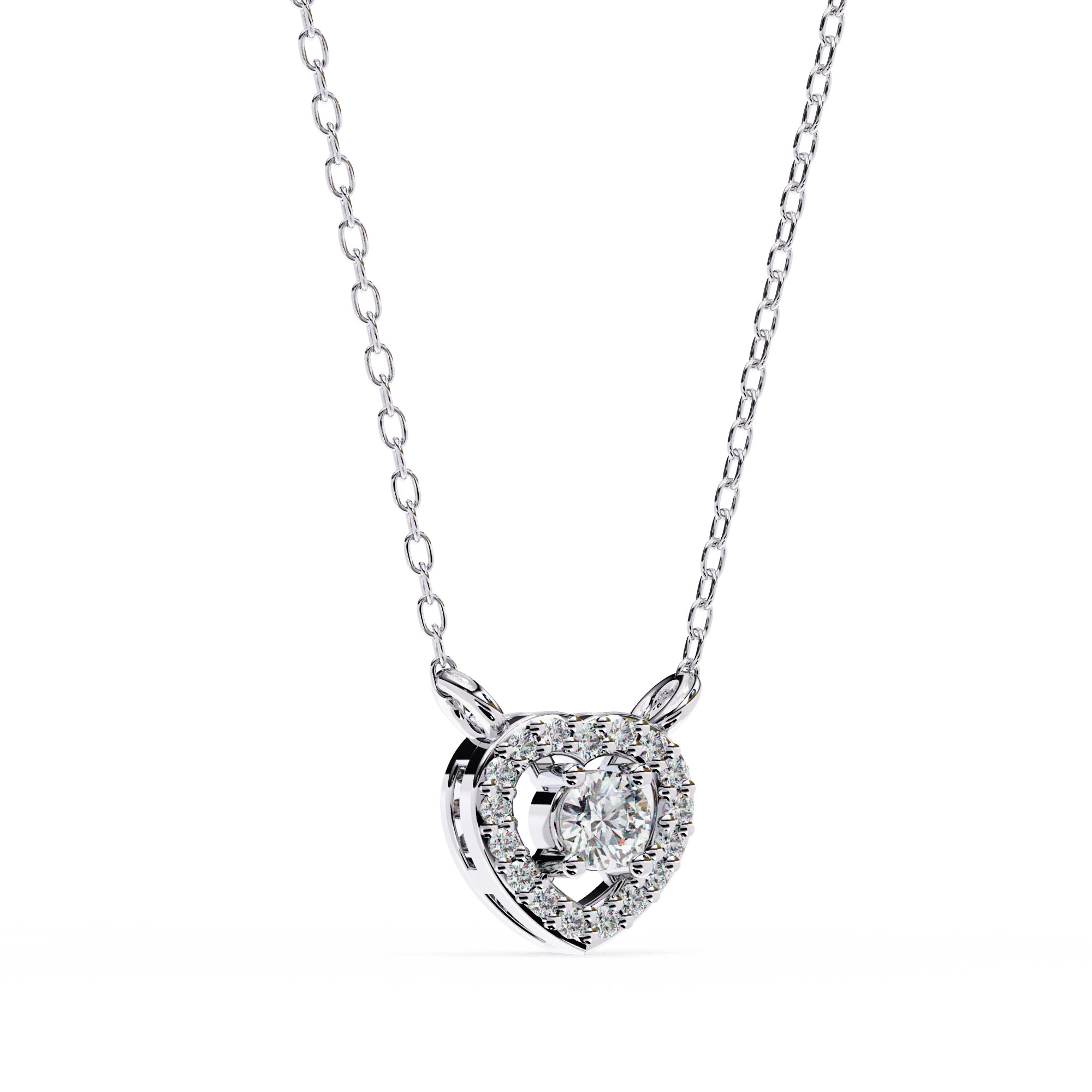 White Gold heart design diamond pendant for daily wear