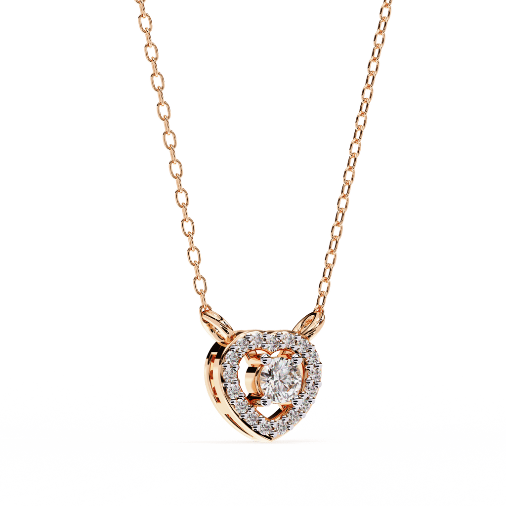 Rose Gold heart design diamond pendant for daily wear