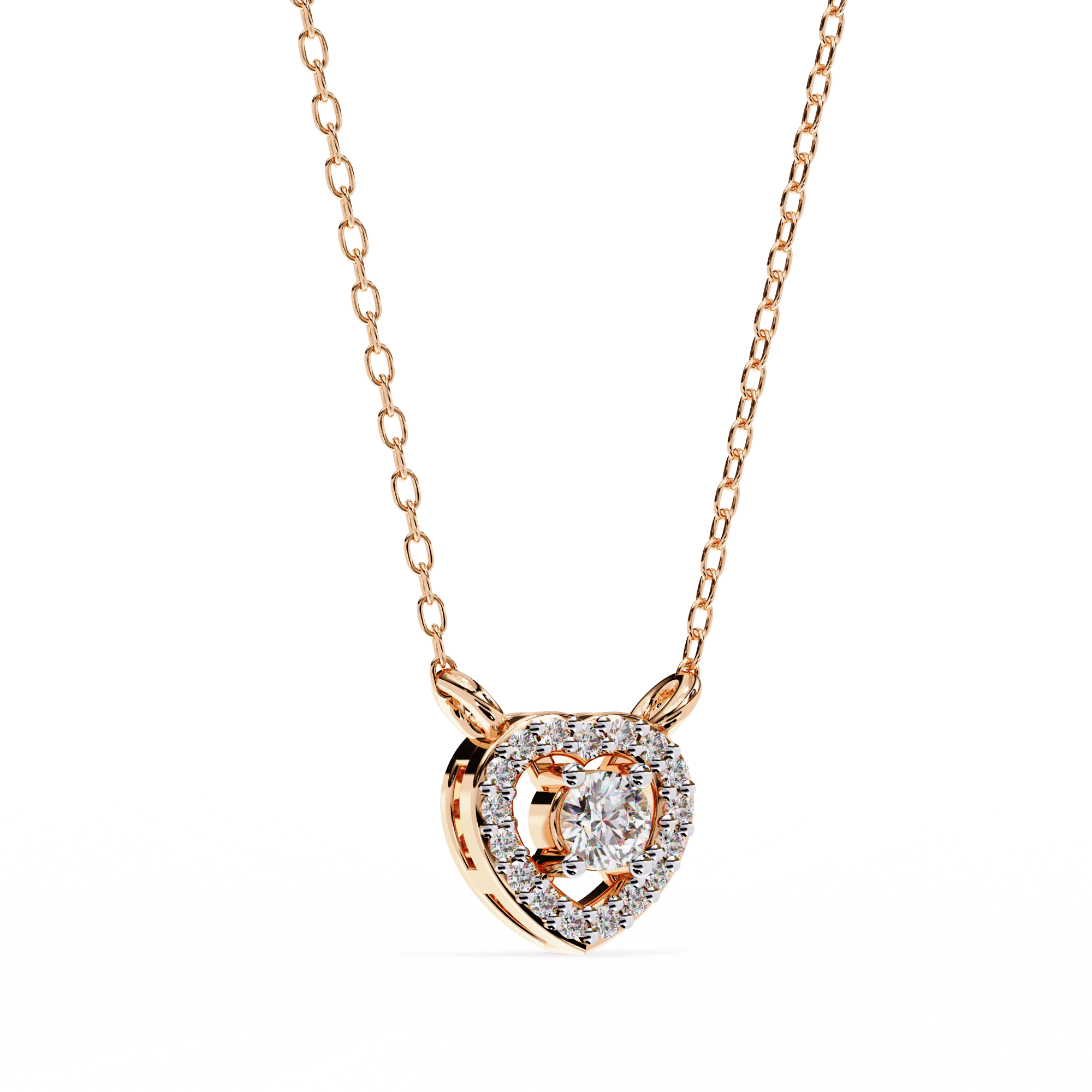 Rose Gold heart design diamond pendant for daily wear