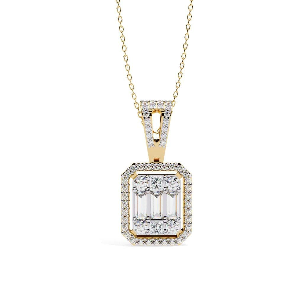 Luxury rectangular halo diamond pendant for women