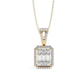 Luxury rectangular halo diamond pendant for women