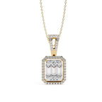 Luxury rectangular halo diamond pendant for women