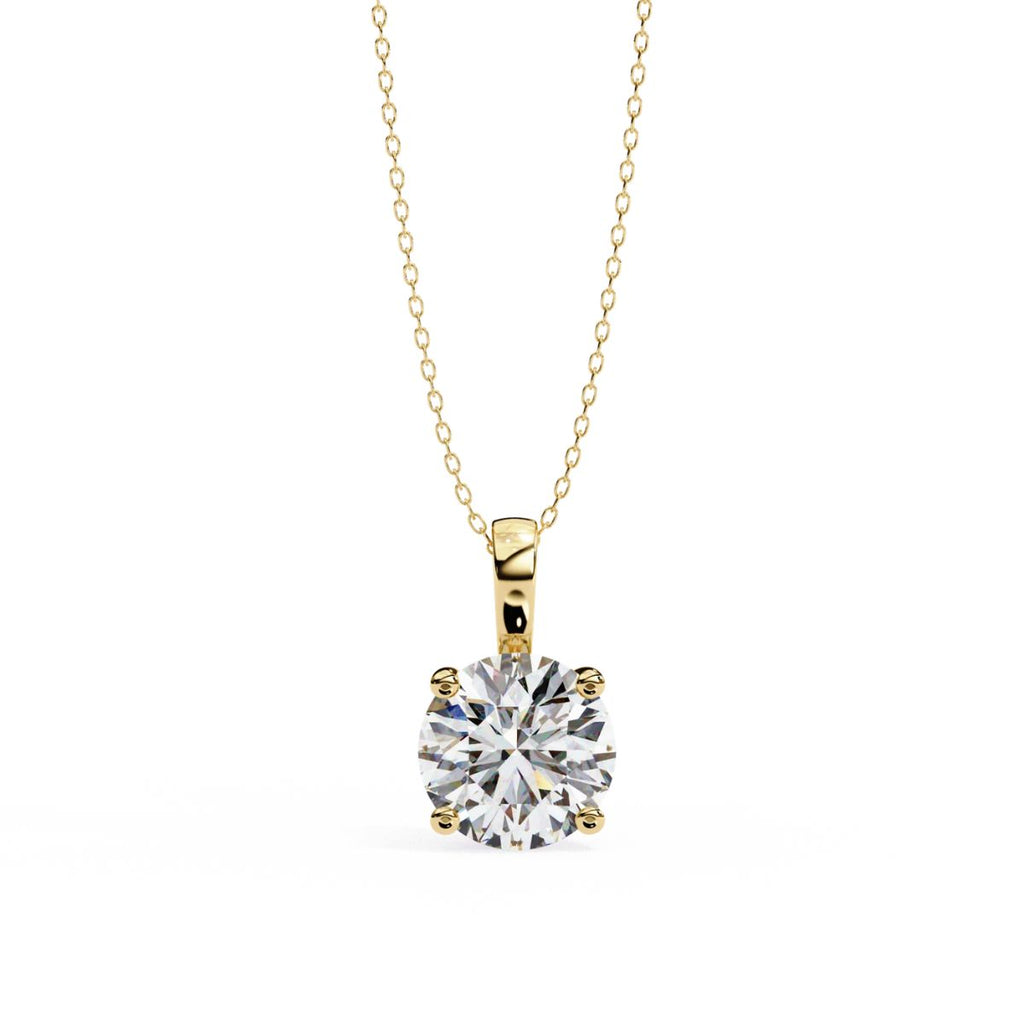 Elegant Solitaire 4-Prong Setting Round Diamond Pendant