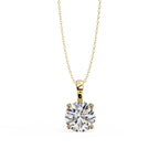 Elegant Solitaire 4-Prong Setting Round Diamond Pendant
