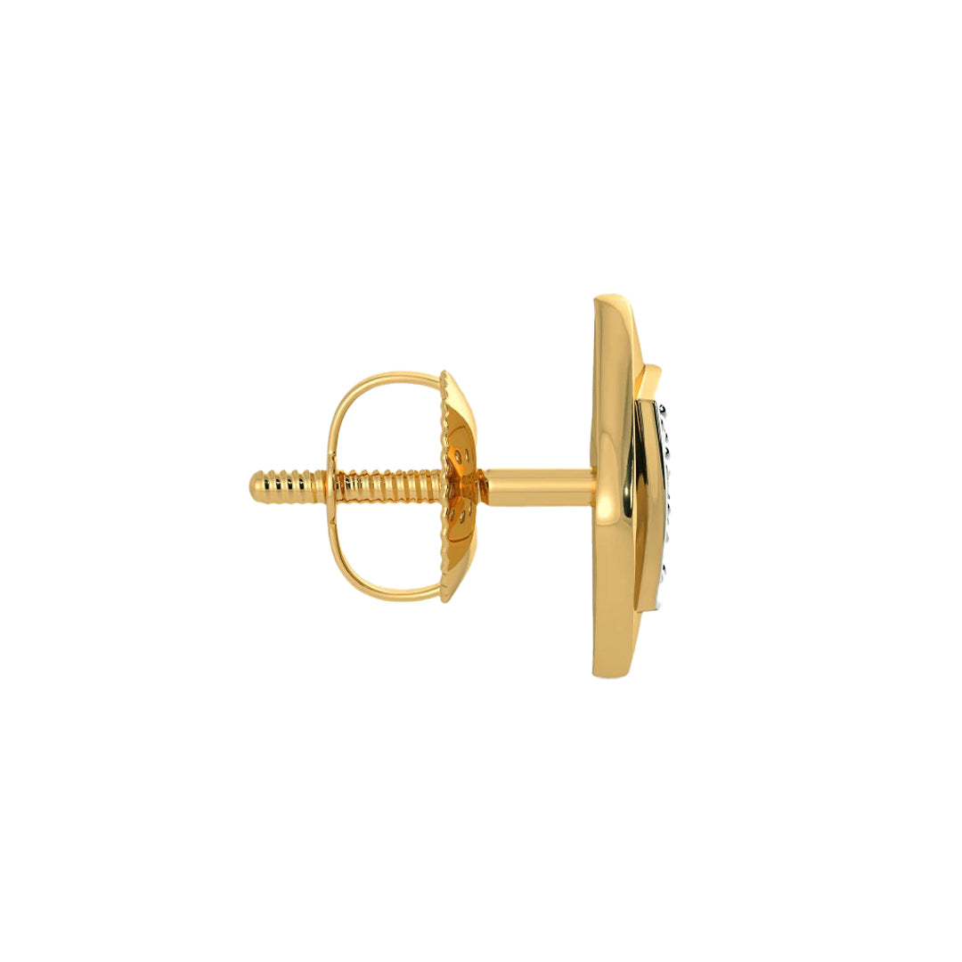 Diamond Solitaire Lariat Basel Stud Earrings in Gold