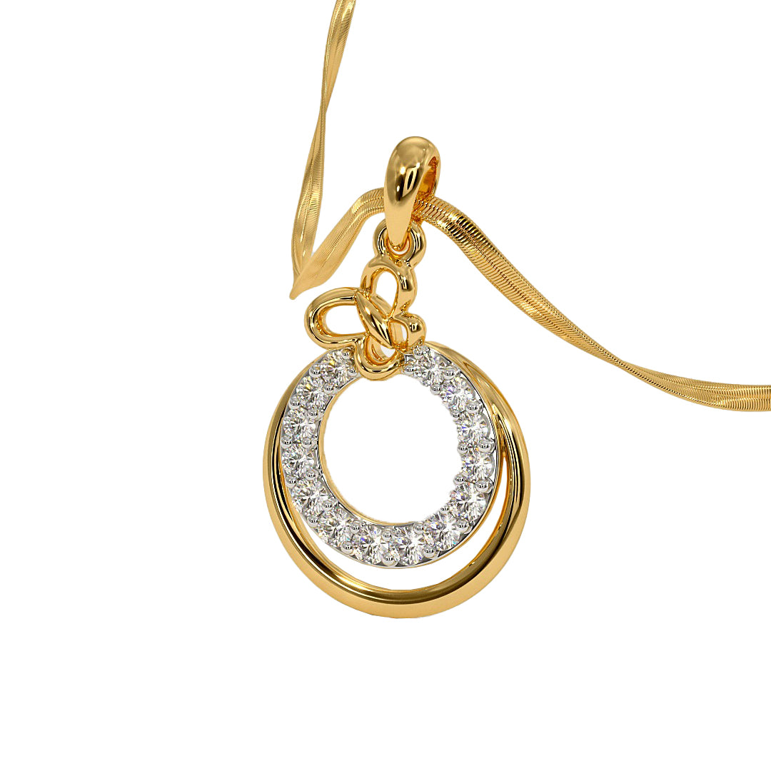 Interlocking Circle Pave Diamond Pendant in Gold