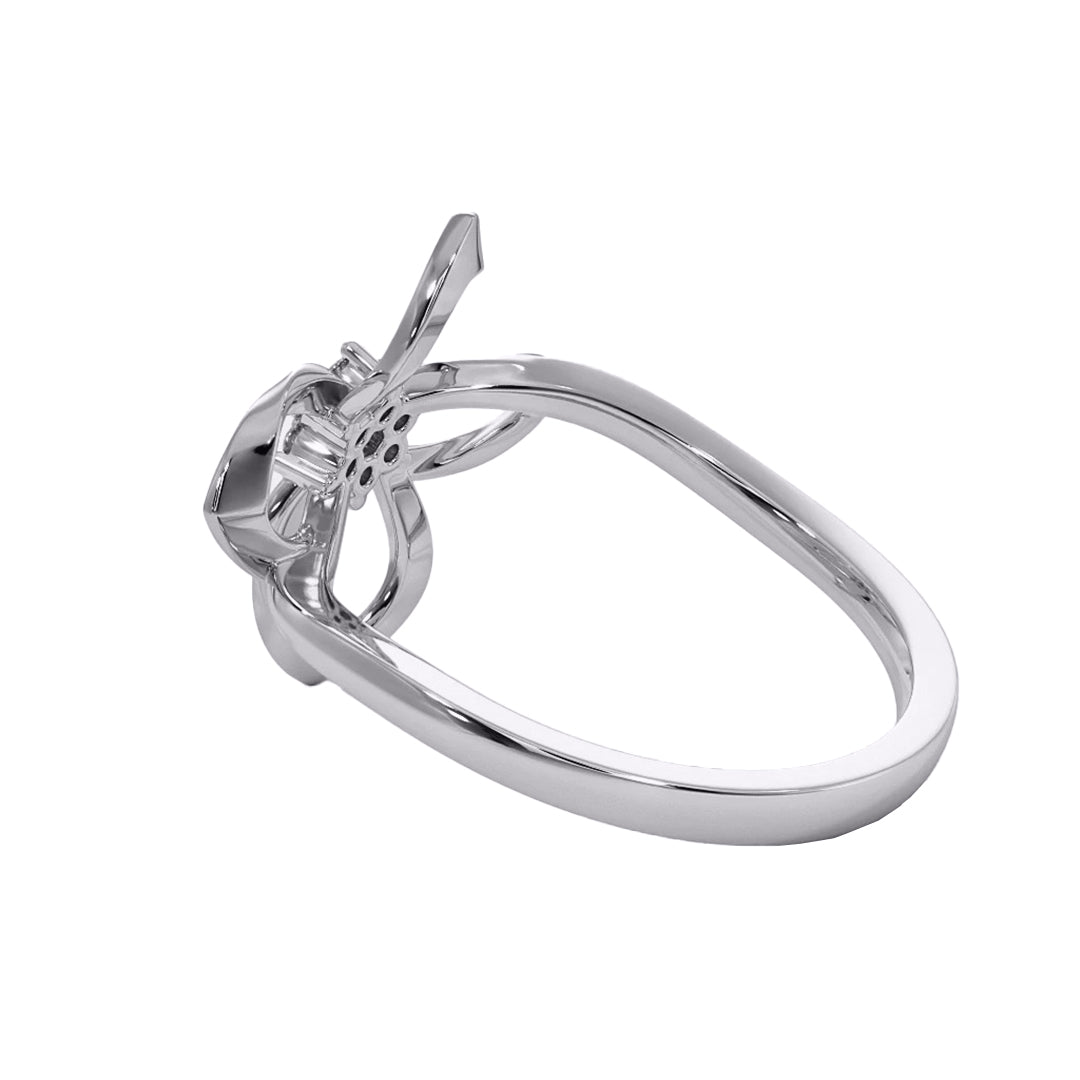 Twisted Gold Diamond Flower Motif Statement Ring in Gold