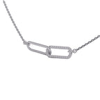 WhiteGold chain necklace with double interlocking link diamond pendant