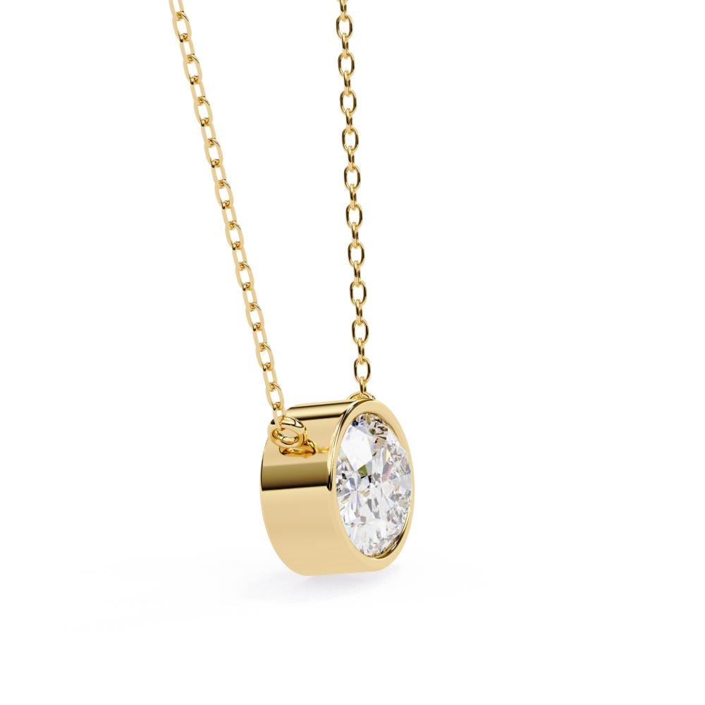 Elegant Gold Oval-Cut Diamond Bezel Pendant Necklace
