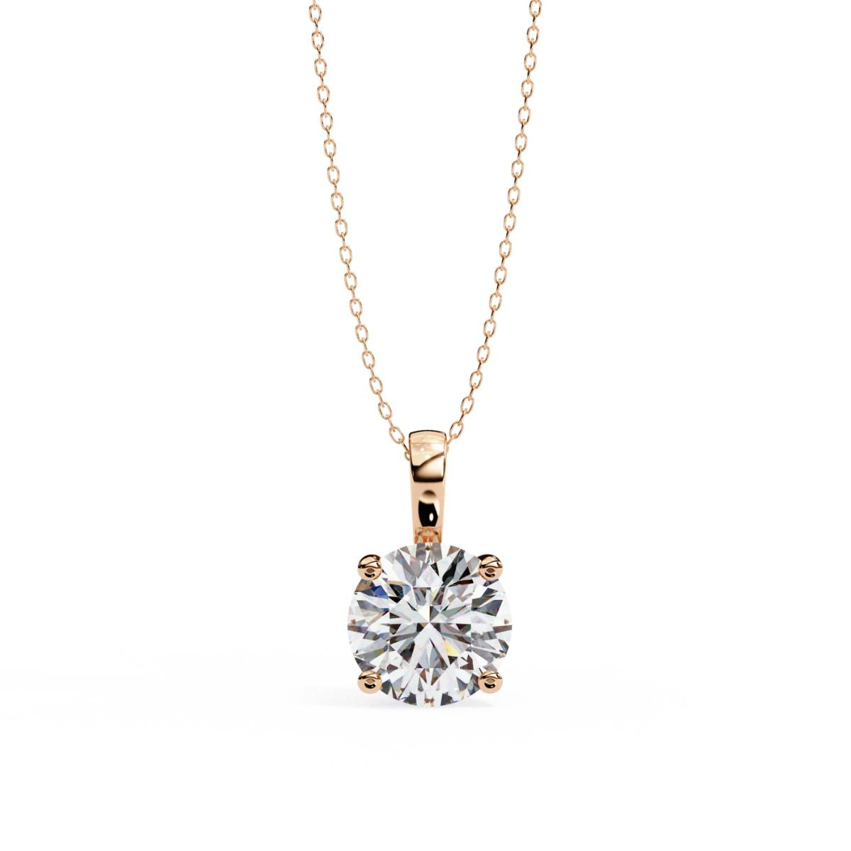 Elegant Solitaire 4-Prong Setting Round Diamond Pendant