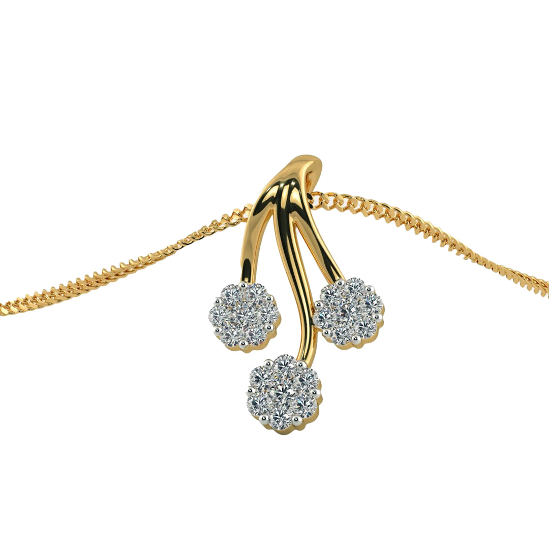 Triple Wonder Diamond Cluster Pendant in Gold