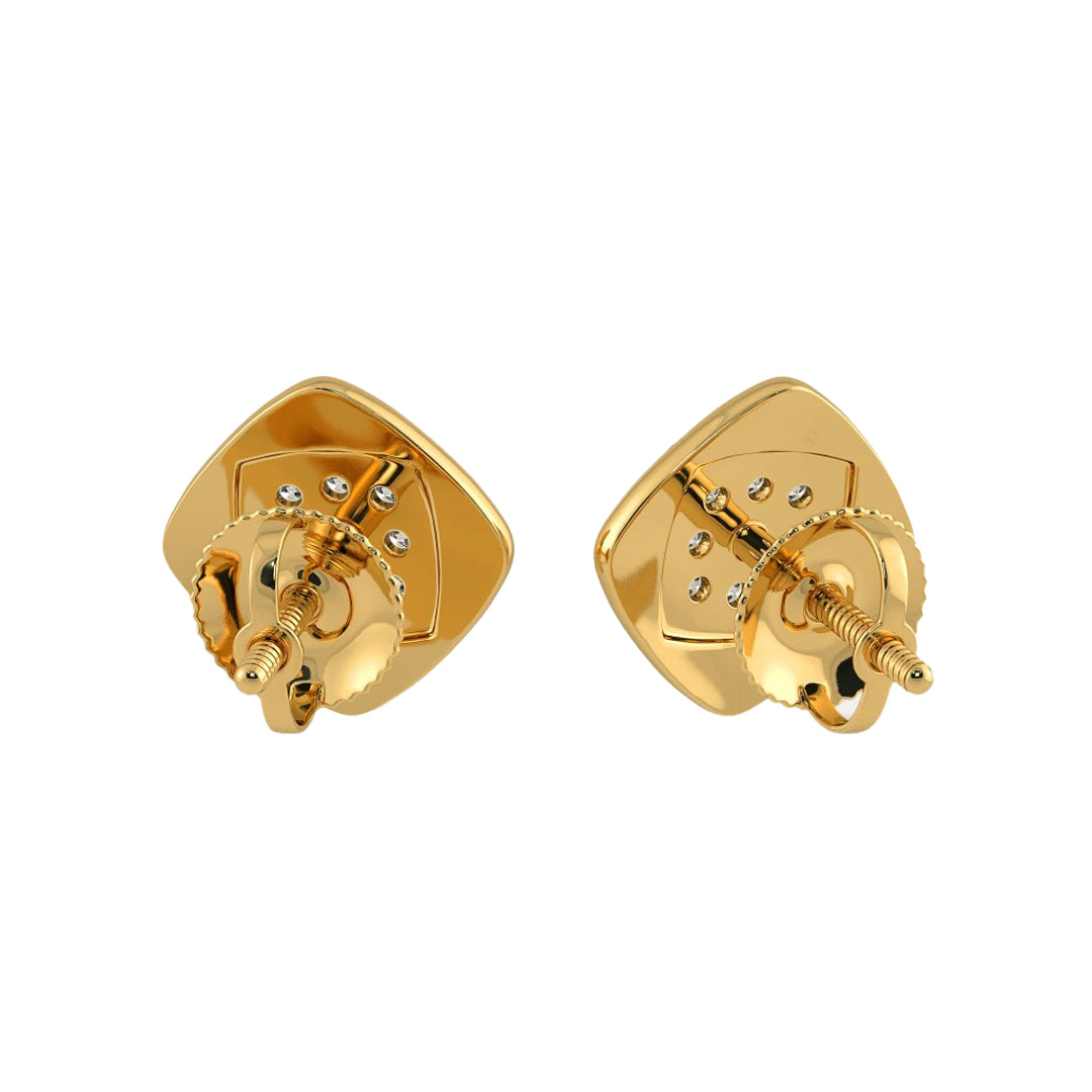 Diamond Solitaire Lariat Basel Stud Earrings in Gold