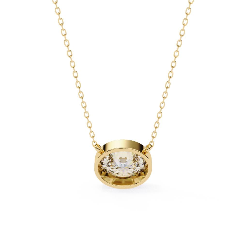 Elegant Gold Oval-Cut Diamond Bezel Pendant Necklace