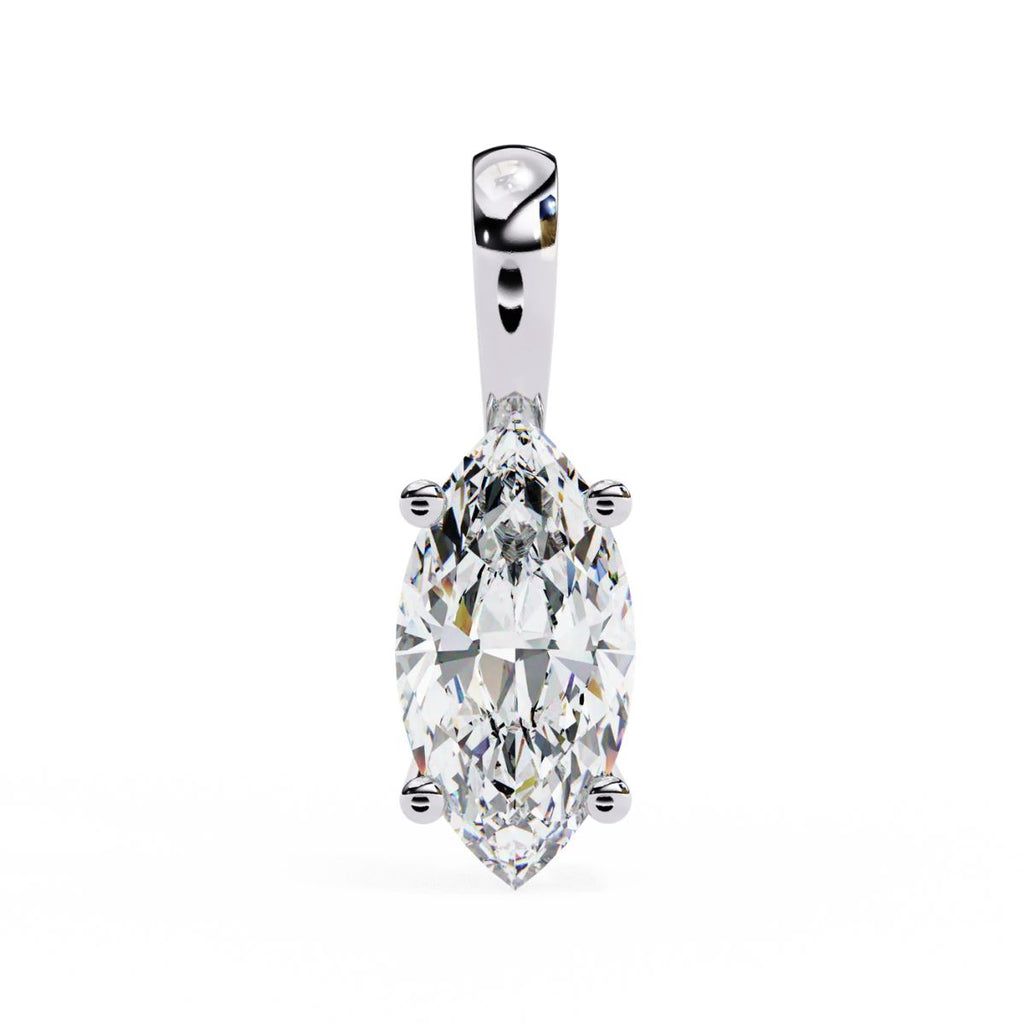 Luxurious Gold Marquise-Cut Diamond Solitaire Pendant Necklace