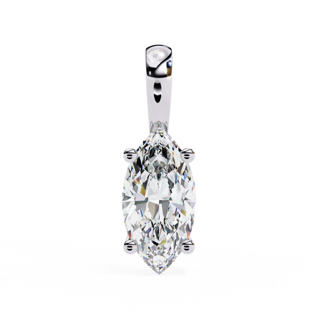 Luxurious Gold Marquise-Cut Diamond Solitaire Pendant Necklace