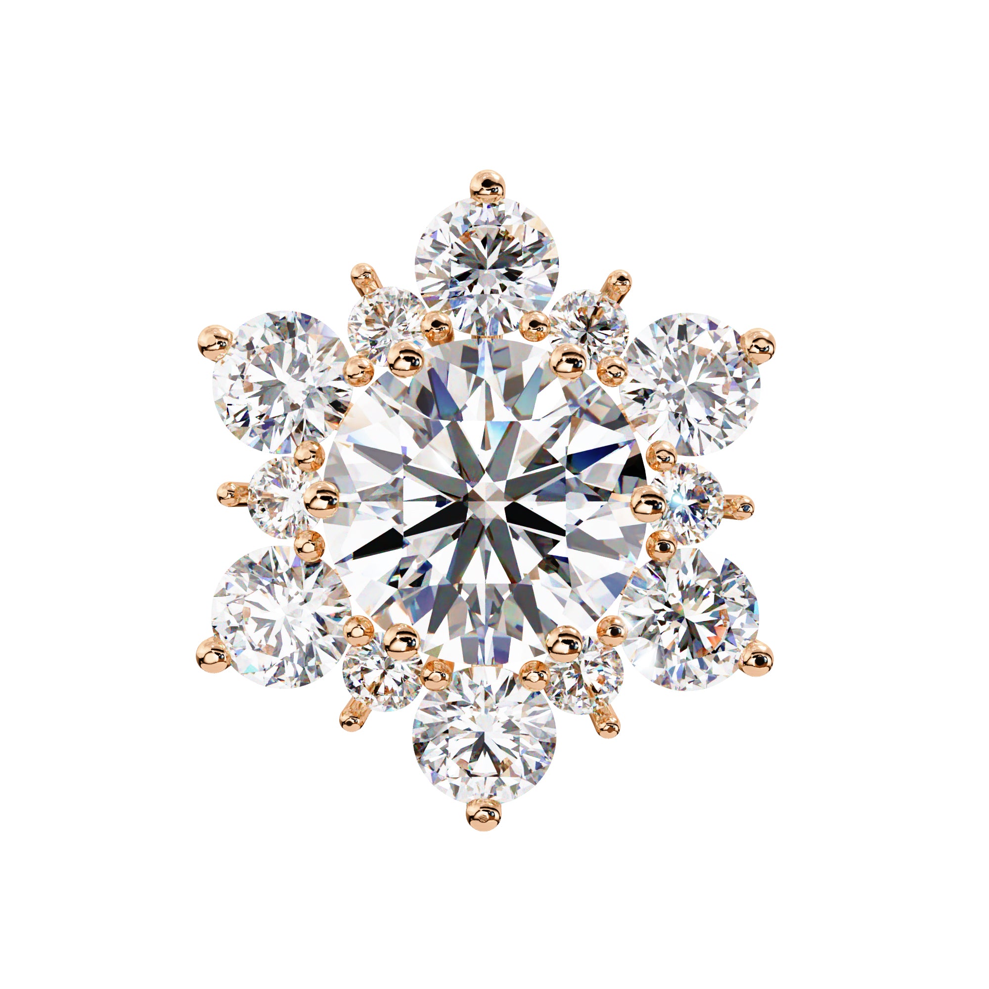Elegant rose gold floral diamond studs for everyday wear