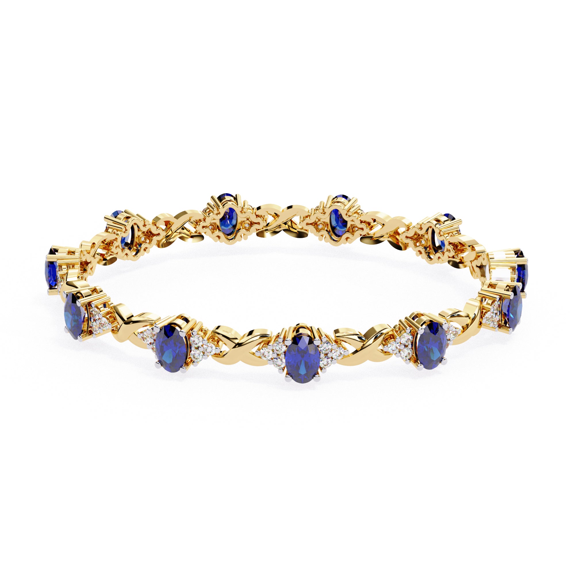 Sapphire and diamond tennis bracelet in Gold
