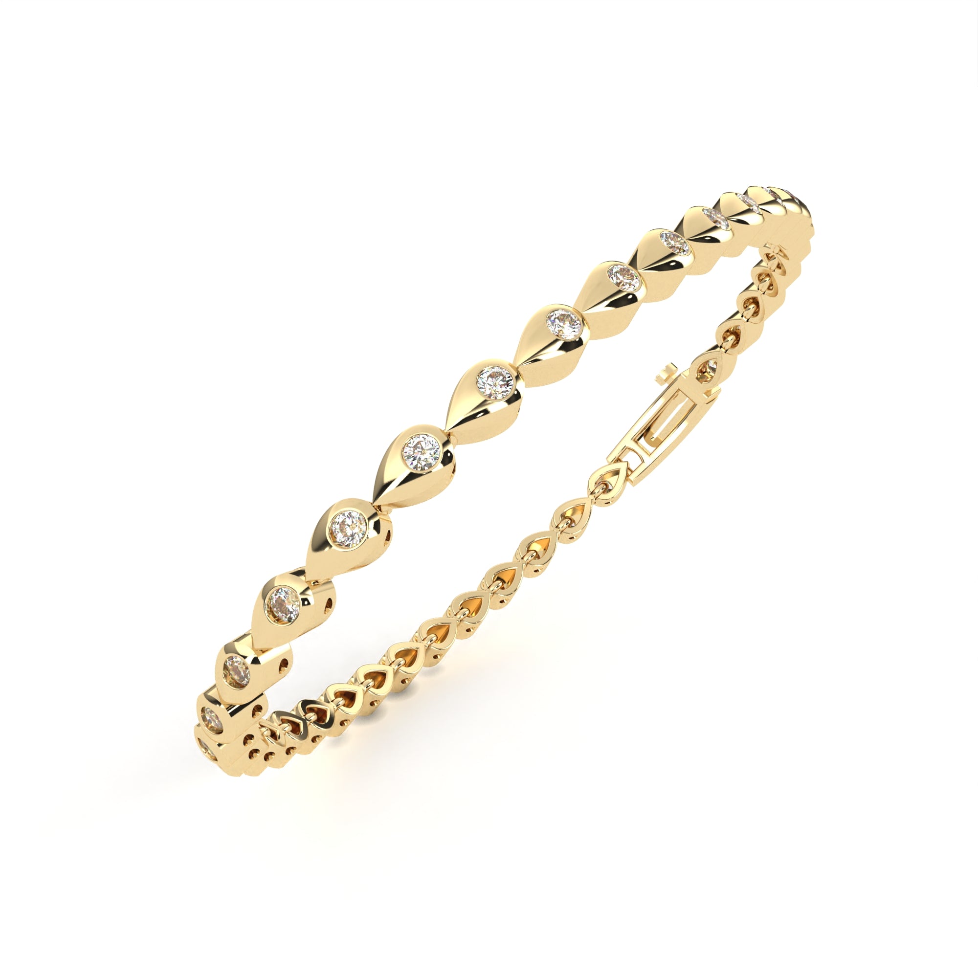Designer gold bangle with lab grown round diamonds