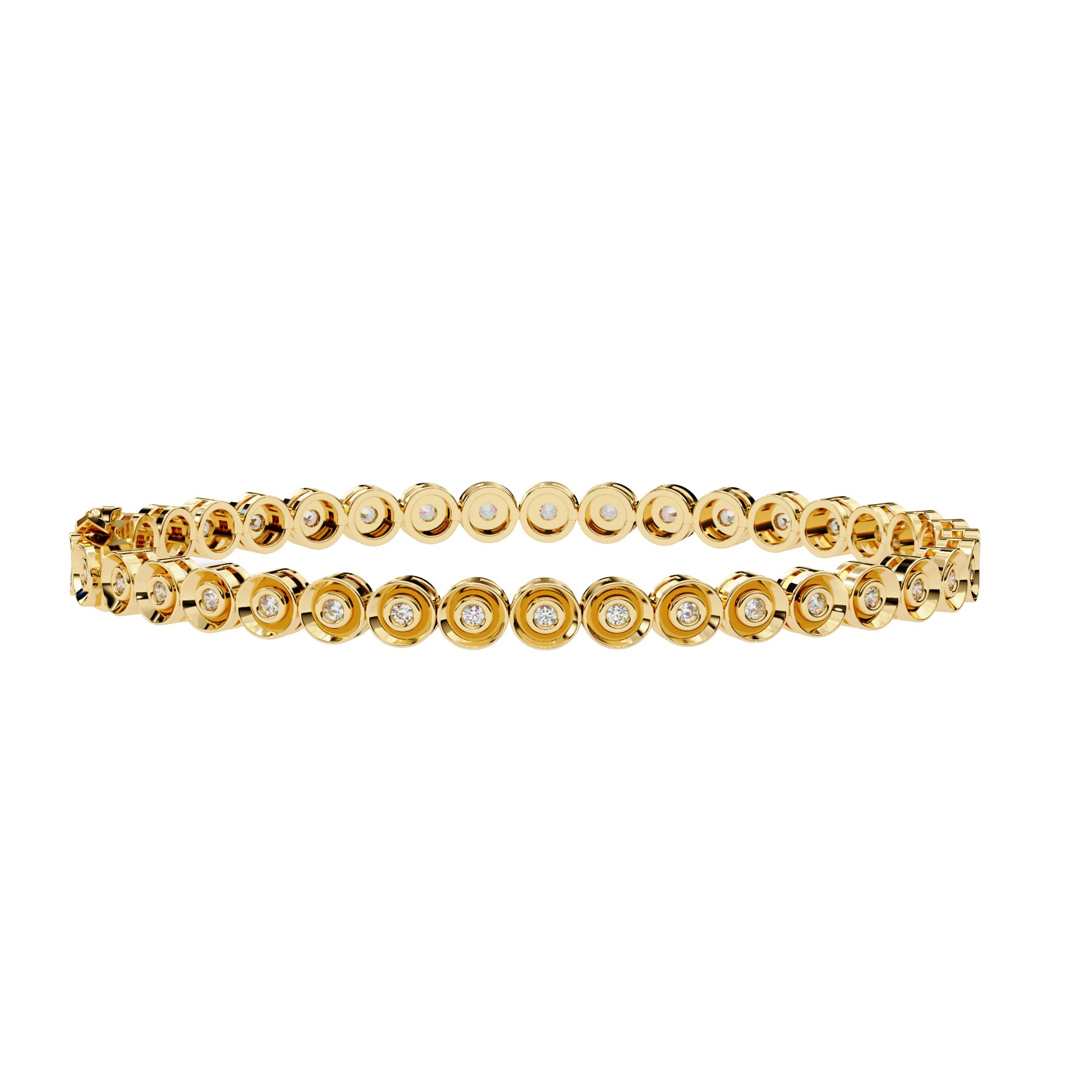 Gold bezel-set diamond tennis bracelet for women