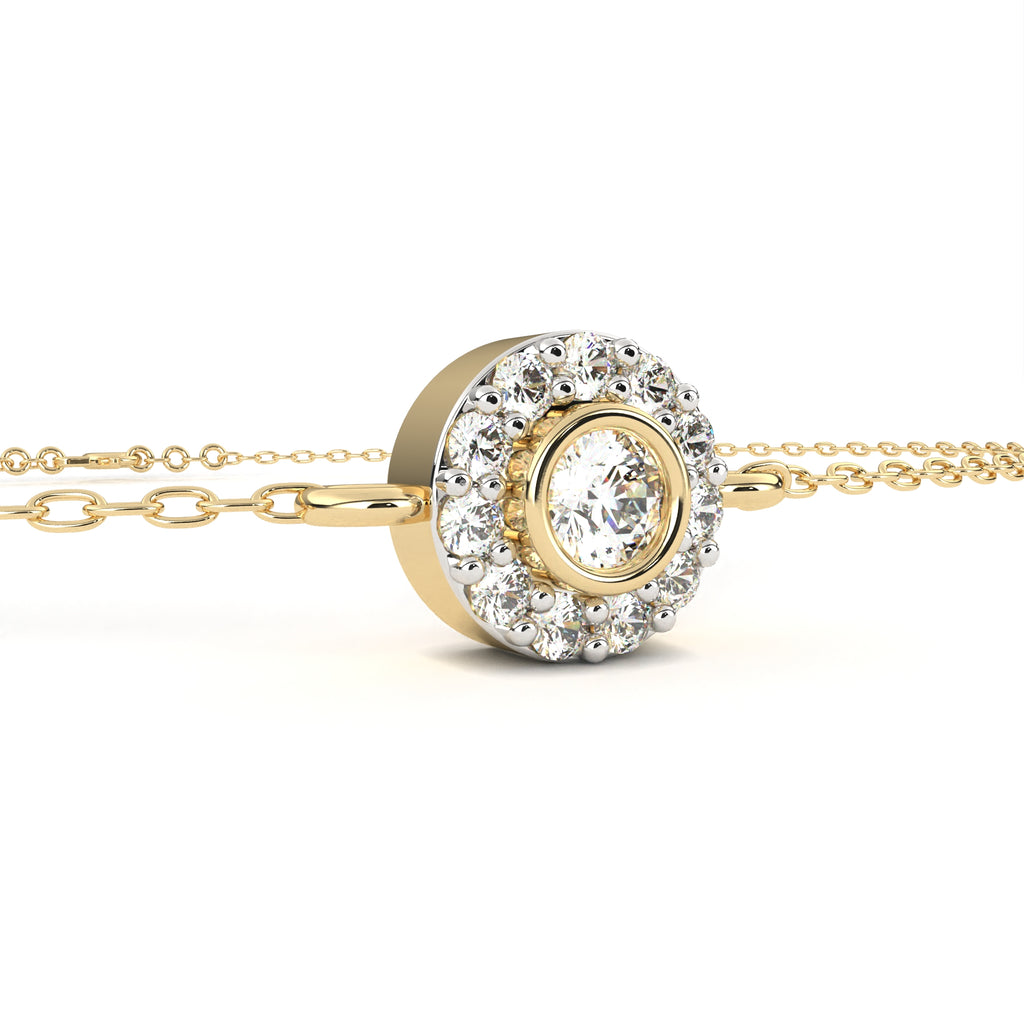 Gold diamond halo bracelet for women