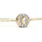 Gold diamond halo bracelet for women