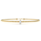 Twisted rope-pattern gold diamond bracelet with marquise diamond