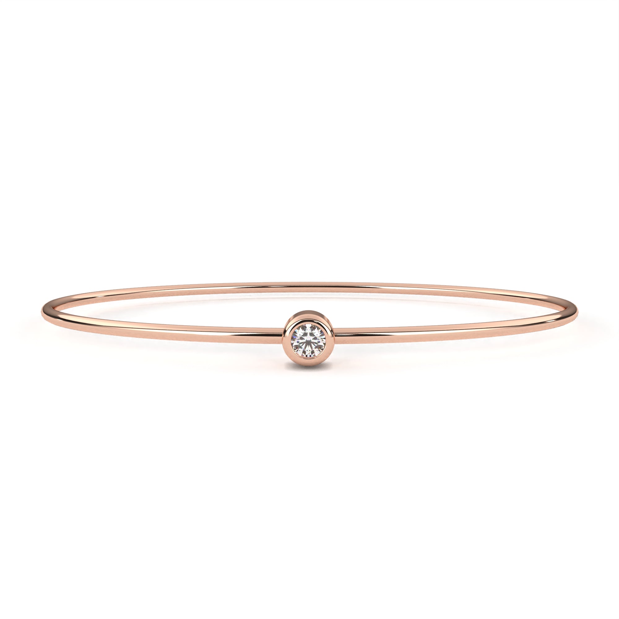 Simple diamond rose gold bangle for women