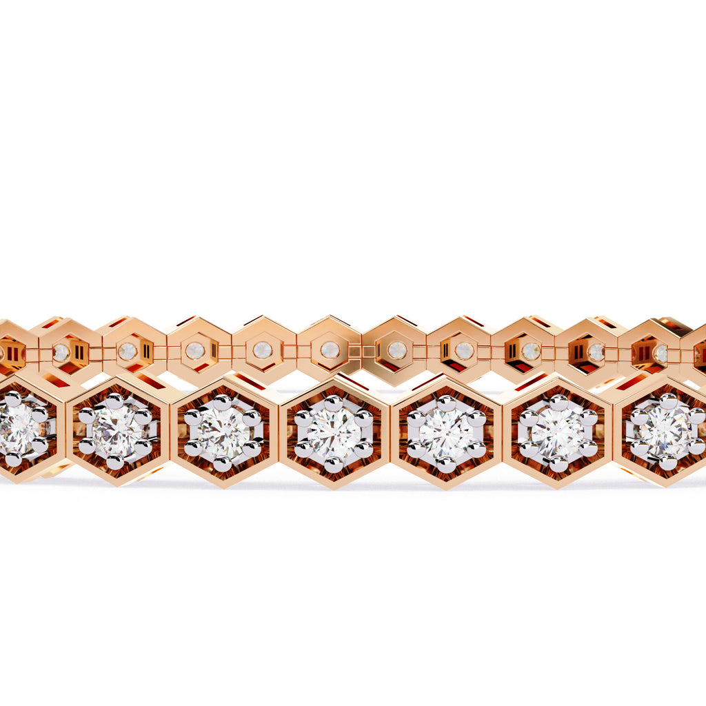 Diamond tennis bracelet with hexagon design for women